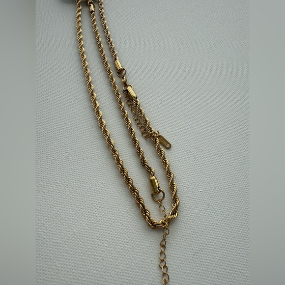 Anthropologie 18K Gold Stainless Steel Twisted Rope Necklace Bracelet Set - Picture 9 of 10